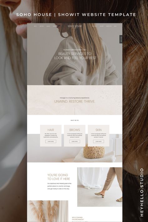 #Neutral_Website_Design_Inspiration #Show_It_Website_Template #Esthetician_Website_Design #About_Page_Website_Design Show It Website Template, Beauty Salon Website Design, Luxury Salons, Fashion Web Design, Website Layouts, Luxury Website, Showit Website Template, Website Copy, Yoga Studios