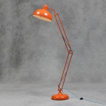 Large Desk Style Angled Floor Lamp Orange Unusual Floor Lamps, Floor Lamps Uk, Retro Floor Lamps, Spotlight Floor Lamp, Red Floor Lamp, Anglepoise Lamp, Orange Lamps, Desk Styling, Large Floor Lamp