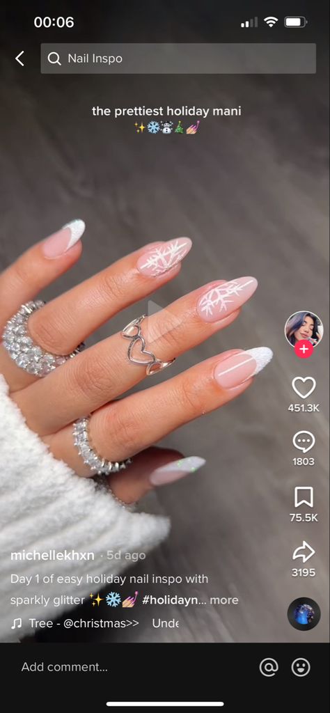 Snowflakes Nails Short, Christmas French Tip Nails Snowflakes, Snow Flake Acrylic Nails, Crisp Nails, Almond French Tip Nails With Snowflake, Snowflake Nails Square, Snowflake Nails French Tip, French Tip Nails With Snowflake Design, Snowflake French Tips