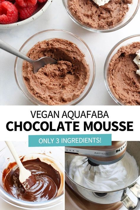 This Aquafaba Mousse is made with only 3 ingredients, for a fluffy chocolate dessert! Includes step-by-step photos and tips, for a fool-proof vegan mousse. Aquafaba Mousse, Vegan Mousse, Aquafaba Recipes, 3 Ingredient Desserts, Aip Desserts, Baking Fun, Sorbet Recipes, Kids Cooking, Healthy Sweet Treats