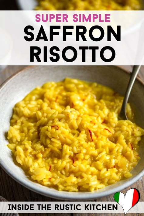 Risotto Recipes With Saffron, Risotto With Saffron, Saffron Rissoto Recipes, Saffron Risotto Recipes, Risotto Bar, Vegan Broth, Saffron Risotto, Risotto Recipes Easy, Sautéed Onions