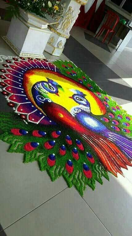 Sanskar Bharti Rangoli Designs Beautiful, Big Rangoli Designs For Competition, Roop Chaudas Rangoli, Best Rangoli Designs For Competition, Big Rangoli Designs Creativity, Peacock Rangoli Designs, Cartoons Rangoli Design, Cartoons Rangoli, Rangoli Designs For Competition