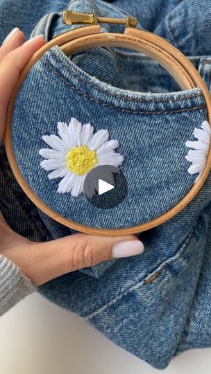 402 reactions · 24 shares | 🪡🤍🌼Easy embroidery tutorial: how to stitch Daisy on Jeans 🌼 | Júlia Molchanova🇺🇦 | Tollan Kim · Aesthetic Daisy Embroidery Tutorial, Daisy Stitch Embroidery, Recycled Clothes, How To Stitch, Diy Clothes And Shoes, Easy Embroidery, Embroidery Tutorial, Upcycle Jeans, Recycle Clothes