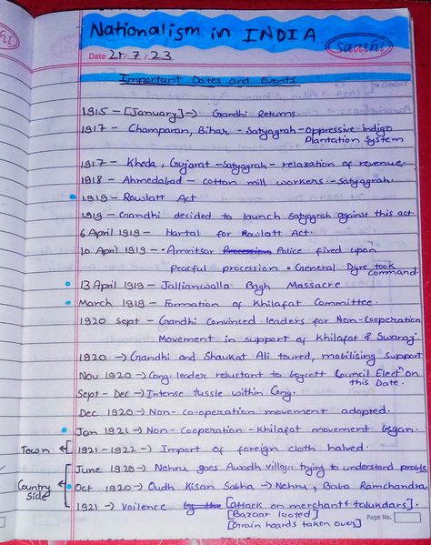 Notes, Social Science, History, Class 10, Ncert, CBSE, Chapter 2, Nationalism in India. Important dates with related events. How To Study History Class 10, Nationalism In India Class 10 Mind Map, Class 10 Sst Notes History, Class 10 Boards Motivation, Class 10 History Chapter 1 Notes, Nationalism In India Class 10 Notes, Nationalism In Europe Class 10 Notes, Class10 Notes, Class 10 Sst Notes