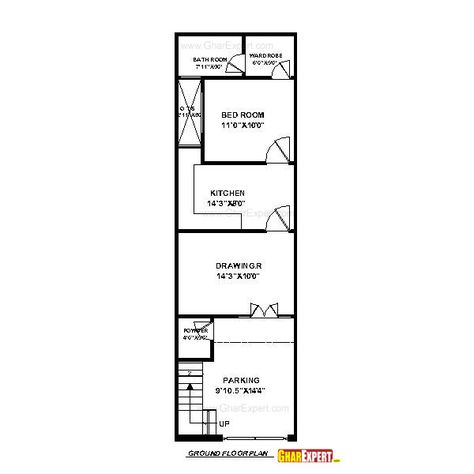 Architectural plans (Naksha) Commercial and Residential project - GharExpert.com 15x45 House Plans, 15x40 House Plans, Wide House Plans, Mini House Plans, Wide House, 20x40 House Plans, 30x40 House Plans, Small Modern House Plans, Narrow House Designs