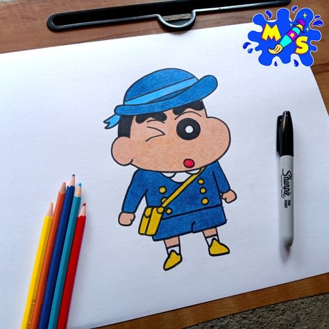 Shinchan Mandala Art, Sinchan Drawing Sketches, Shinchan Drawing Easy, Cute Shinchan Drawing, Shin Chan Drawing, Shinchan Painting, Polaroid Doodle, Shinchan Drawing, Doraemon Drawing