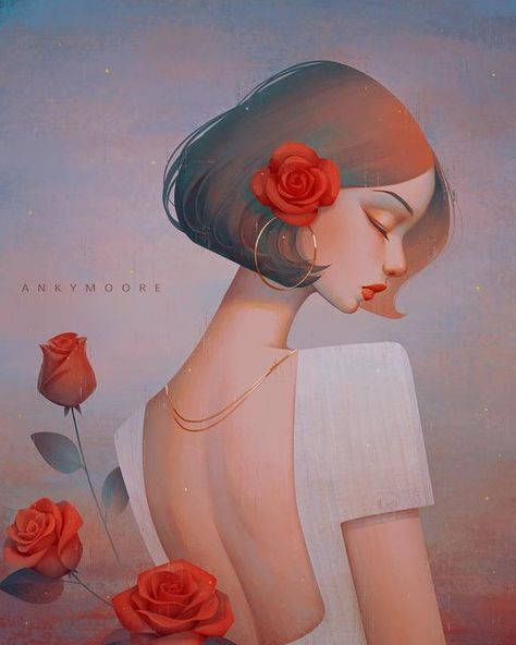 Roses, Valentines, Flowers, Red, Hair, Instagram, Art, Valentine's Day