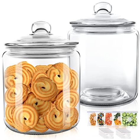 Counter Pantry, Gallon Glass Jars, Glass Cookie Jars, Jars With Lids, Kitchen Jars, Glass Jars With Lids, Food Storage Bags, Glass Storage Jars, Glass Canisters