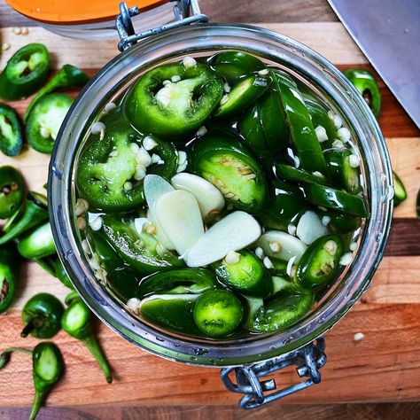 Vietnamese Pickled Jalapenos- “Ot Ngam Giam” Recipe — WHISKEY & BOOCH Vietnamese Pickled Jalapeno, Pickled Jicama, Pickled Jalapenos Recipe, Popper Recipes, Pickled Items, Pickled Jalapeno Recipe, Pickled Recipes, Pickled Vegetables Recipe, Canned Jalapenos