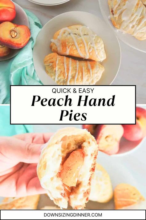 Whip up these flaky peach hand pies in under 30 minutes! Made with biscuit dough and fresh peaches, they're a great treat for any time of day. #HandPies #Baking #PeachRecipes #SummerTreats #Dessert Peach Hand Pies, Easy Dinner Desserts, Leftover Pie, Cinnamon Icing, Peach Pie Filling, Quick Dessert, Flaky Biscuits, Canned Biscuits, Biscuit Dough