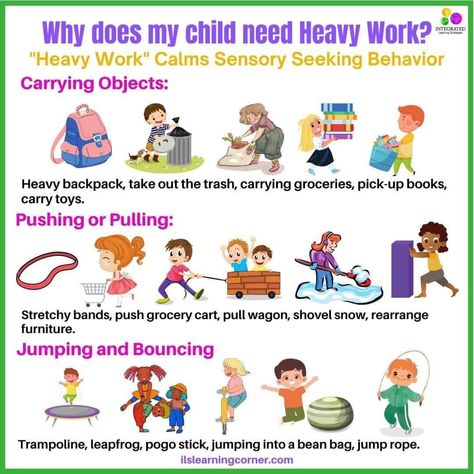 Early Intervention Activities Occupational Therapy, Heavy Work Activities, Sensory Processing Disorder Activities, Sensory Seeking Behavior, Sensory Integration Activities, Proprioceptive Activities, Early Intervention Activities, Sensory Seeking, Occupational Therapy Kids