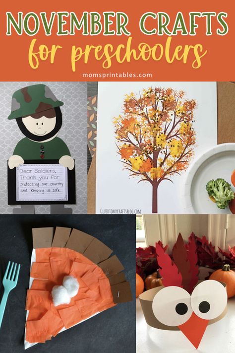 November Crafts for Preschoolers Thanksgiving Crafts For Preschoolers Easy, November Crafts For Daycare, Easy November Crafts For Preschool, November Art Activities For Preschoolers, Thanksgiving Crafts 2 Yo, November Art For Preschoolers, November Crafts For Elementary Kids, Preschool Crafts For November, Preschool Giving Thanks Activities