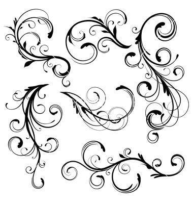 Floral elements vector 413527 - by PixelEmbargo on VectorStock® Scroll Tattoos, Swirl Tattoo, Quilled Creations, Floral Elements, Scroll Design, Swirl Design, 로고 디자인, Art Journals, Arabesque