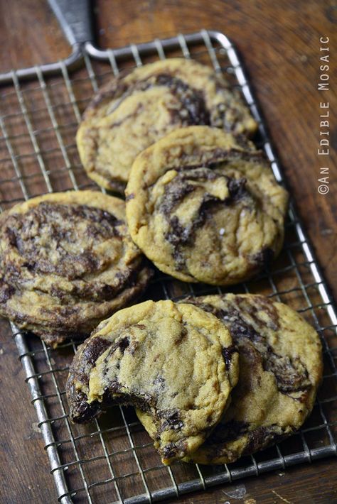 Easy Peanut Butter Nutella Swirl Cookies Recipe Cookies Recipes Easy, Nutella Peanut Butter, Swirl Cookies, Nutella Recipes Easy, Nutella Fudge, Peanut Butter Nutella, Easy Sweets, Easy Peanut Butter Cookies, Chewy Peanut Butter Cookies