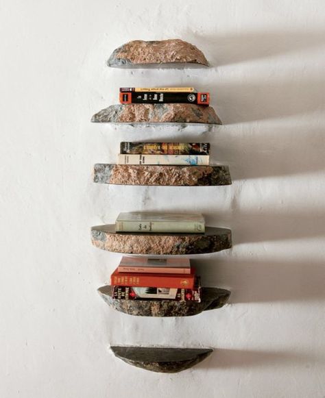 Want for living room. Raw edge sliced rock shelves Masculine House, Cave House, House In Nature, Majorca, Organic Design, Natural Home, A Rock, French Design, My Dream Home