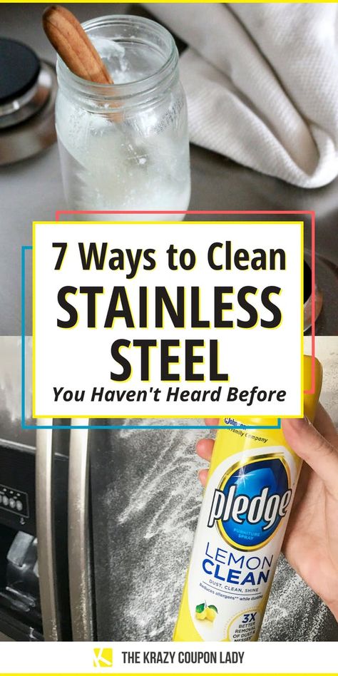 Clean Stainless Steel Pans, Clean Stainless Steel Appliances, Cleaning Stainless Steel Appliances, Remove Water Stains, Clean Stainless Steel, Stainless Steel Stove, Stainless Steel Fridge, Stainless Steel Cleaner, Stainless Steel Pans