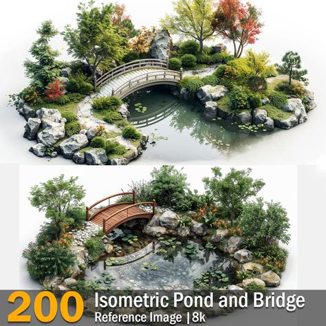 Pond Reference, Garden Concept Art, Bridge Reference, Micro Terrarium, American Mountains, Europe Mountains, Lake And Forest, Desert Temple, South Europe