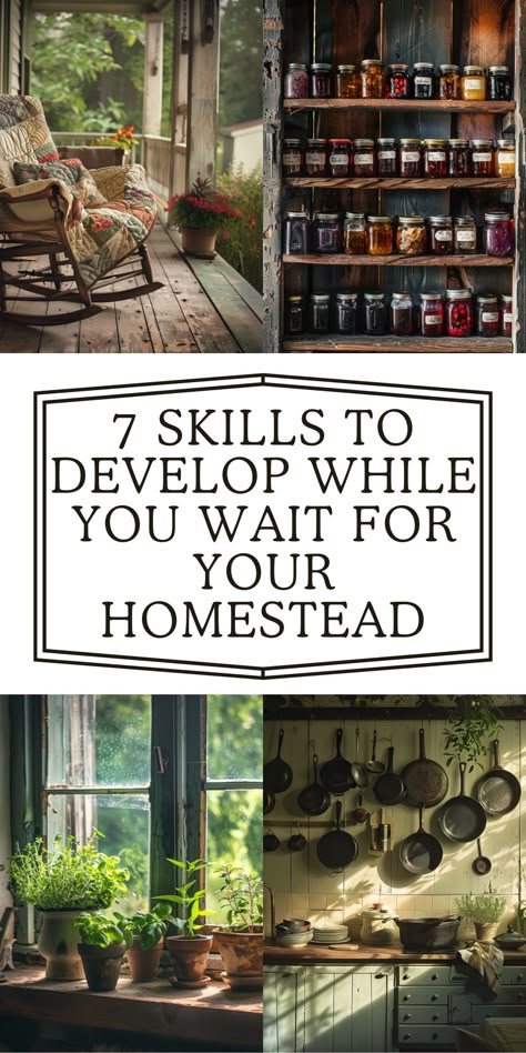 Dreaming of wide-open spaces? Start small with these seven essential homesteading skills, from fermenting foods to sewing and mending. Turn your homestead dreams into reality, starting in your own backyard—or balcony! Homestead Cabin Ideas, First Steps To Homesteading, Homesteading In Small Spaces, Self Sufficient Projects, Urban Homestead Aesthetic, 2acre Homestead, Self Sufficient Living Small Farm, How To Homestead With A Full Time Job, Self Sufficient Community