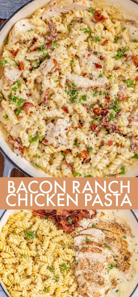 Chicken Bacon Pasta Recipes, Easy Chicken Bacon Ranch Pasta, Ranch Salad Recipes, Elbow Pasta Recipes, Ranch Chicken Pasta, Rotini Pasta Recipes, Best Pasta Recipe, Chicken Breast Pasta, Bacon Pasta Recipes