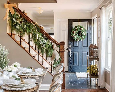 This Blogger's Home Is Giving Us All the DIY Inspiration This Holiday Season - Cottage Journal Cottage Journal Magazine, 1970s Colonial, Hidden Cottage, Cottage Journal, Faux Christmas Trees, Christmas Staircase, Snowy Christmas Tree, Blogger Home, Journal Magazine