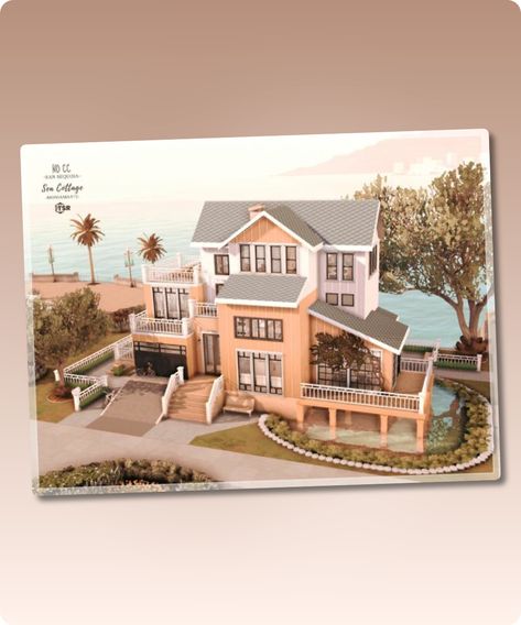 Sims 4 House CC: San Sequoia Sea Cottage No CC Lot Sims San Sequoia, San Sequoia House, San Sequoia House Sims 4, Sims 4 San Sequoia House, San Sequoia Sims 4, Sims 4 San Sequoia, Sims Cottage, Obx House, Sims4 Houses