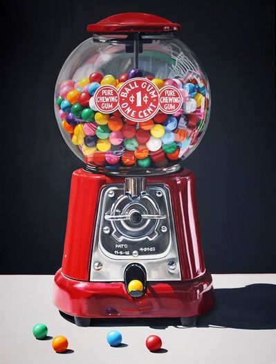 Goody Goody Gumballs!, 2018 by Daryl Gortner Daryl Gortner, Bubble Gum Machine, Gumball Machines, Gumball Machine, Realism Art, Photorealism, Chewing Gum, Contemporary Art Gallery, Art Google