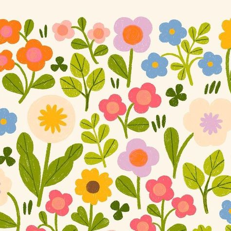 Wildflower Illustration Simple, Simple Flower Illustration, Flower Illustration Simple, Spring Pattern Illustration, Flower Garden Illustration, Flower Pattern Illustration, Illustrator Hacks, Foliage Illustration, Adobe Illustrator Design