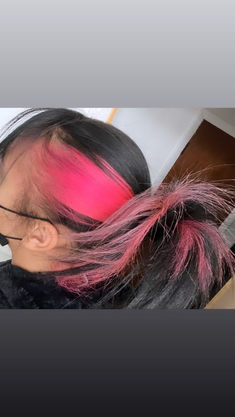 Skunk Hair Dye Blonde, Brown Hair With Pink Skunk Stripe, Hot Pink Skunk Stripe Hair, Purple Skunk Stripe Hair, Pink Skunk Stripe Hair, Purple Skunk Stripe, Skunk Patch Hair, Pink Skunk Stripe, Face Pic