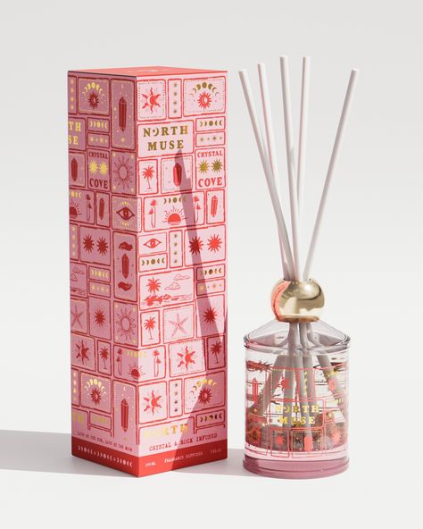 Mystic Rose Reed Diffuser with Sunstone, Rose Quartz, Pink Opal, and Tiger's Eye, 7oz / 200ml Infuse Your Space with Summer’s Mystical Energy using our Mystic Rose Reed Diffuser. This luxurious diffuser is enriched with the powerful energies of sunstone, rose quartz, pink opal, and tiger’s eye, creating an atmosphere of warmth, love, and tranquility. Crystals & Stones: Sunstone: Embodies the sun’s joy, enhancing self-expression, freedom, romance, and sensuality. Rose Quartz: Promotes love, compa Diffuser Box Packaging Design, Luxury Rose Quartz Jewelry Gift, Reed Diffuser Packaging, Reed Diffuser Pink, Luxury Reed Diffuser, Sage Candle, Minimalist Candles, Water Candle, Crystal Cove