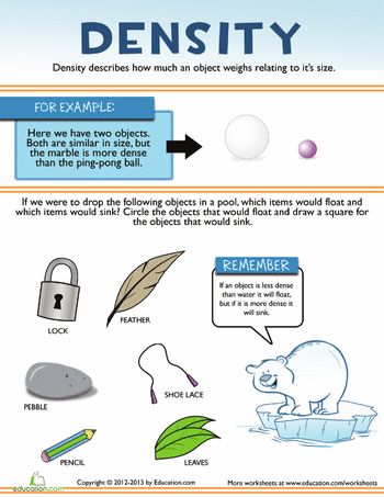 Worksheets: All About Density Mass Volume Density Worksheet, Oceans Worksheet, Third Grade Science Worksheets, Density Activities, Ece Resources, Density Experiment, Density Worksheet, Sixth Grade Science, Elementary School Science