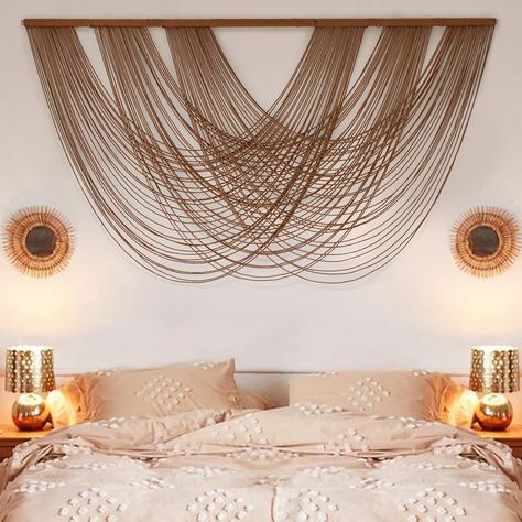 PRICES MAY VARY. Design: Large Macrame wall hangings are designed with modern geometric figures, combined with the perfect combination of yarn arc patterns. They are one-of-a-kind pieces in modern, muted tones that add tons of dimension to your walls which can easily transform any room into a modern, yet ethereal sanctuary. Function:If you have a blank wall that just needs a little something, add this modern macrame wall piece for a chic, stylish design statement.Dip-dye macrame wall hanging Wit Large Wall Decor Living Room, Boho Apartment Decor, Yarn Tapestry, Bed Wall Decor, Tapestry Bedding, Macrame Wall Decor, Macrame Wall Hanging Patterns, Tapestry Bedroom, Above Bed Decor