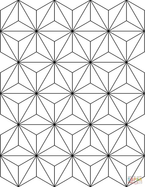 Hexagon Tessellation Patterns, Tesselations Pattern Ideas, Geometric Pattern Drawing, Nezuko Pattern, Pattern Design Simple, Design Drawing Ideas, Asanoha Pattern, Geometric Patterns Drawing, Pattern Design Ideas