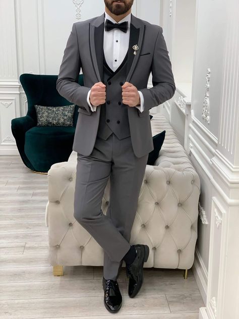 Introducing the Gray Alley Tuxedo, where timeless sophistication meets contemporary cool. Elevate your formal look with a dash of urban charm from HolloMen. Now available at Hollomen.com, because dapper style knows no boundaries. #hollomen #tuxedo #shopnow #mensfashuion #menstyle #menswear #fashion #style Tuxedo Suit For Men, Cool Tuxedos, Tuxedo Colors, Grey Tuxedo, Prom Suits For Men, Shoe Care Kit, Wedding Tuxedo, Slim Fit Tuxedo, Groom Tuxedo