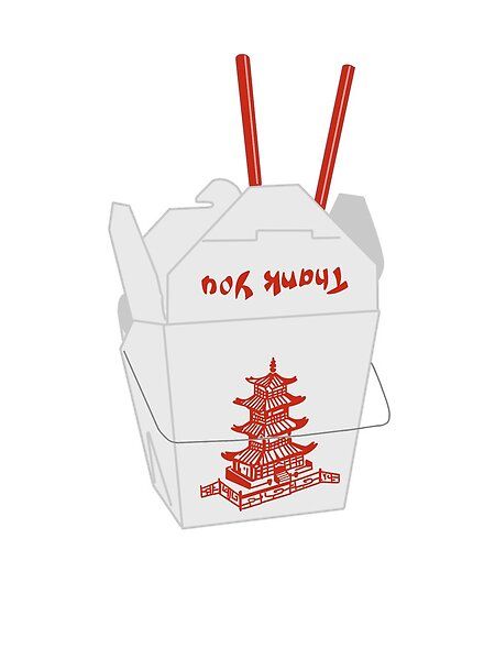 Chinese Takeout Box by Lizspiegs | Redbubble Chinese Food Box Drawing, Chinese Take Out Box Tattoo, Chinese Takeout Box Drawing, Chinese Takeout Box Tattoo, Chinese Takeout Tattoo, Takeout Box Design, Chinese Takeout Aesthetic, Weeknd Collage, Japanese Takeout