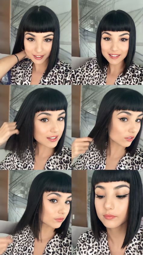 Bettie Bangs Short Hair, Hairstyles Goth, Gothic Hairstyle, Bold Hairstyles, Womens Bob Hairstyles, Embrace Your Dark Side, Gothic Hair, Gothic Hairstyles, Baby Bangs