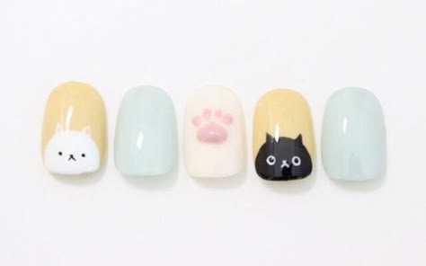 Cat Nail Art, Halloween Nails Diy, Minimal Nails Art, Animal Nail Art, Bunny Nails, Art Deco Nails, Hello Nails, Asian Nails, Anime Nails