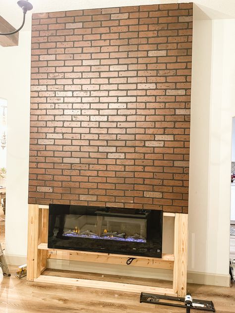 NEW FIREPLACE – Ashton Sedita Tv Fireplace Wall, Modern Media Wall, Media Wall With Fireplace, Tv Luxury, Tv Wall Unit Designs, Large Electric Fireplace, Wall With Fireplace, Brick Fireplace Wall, Faux Brick Wall Panels