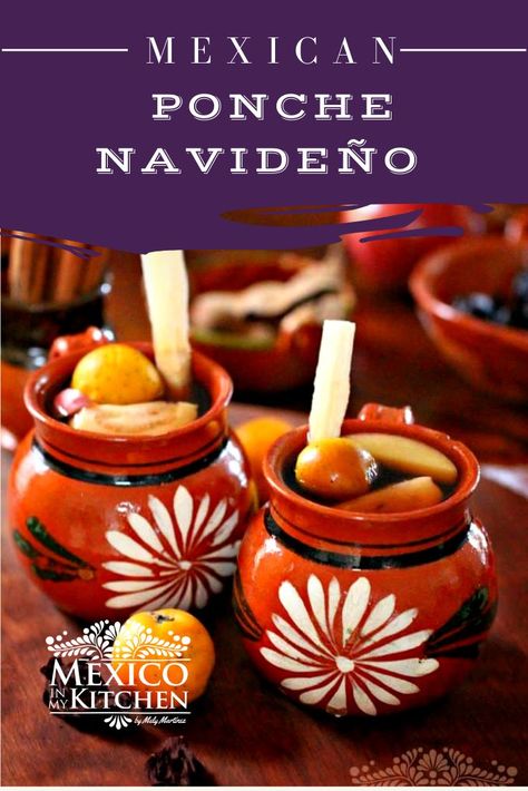 Traditional Mexican Fruit Punch - Ponche Navideño, is a traditional hot drink during the Christmas Holidays, it is made using water, fresh and dried fruits like tamarind, prunes, hibiscus, sugar cane, cinnamon, and sweetened with Piloncillo. You can serve it with or without alcohol. #mexicandrink #mexicanponche #ponchenavideño #mexicanchristmas #christmasdrink Mexican Punch Recipe, Mexican Fruit Punch, Hot Punch Recipe, Ponche Recipe, Mexican Christmas Food, Mexican Fruit, Fruit Punch Recipe, Real Mexican Food, Christmas Punch Recipes