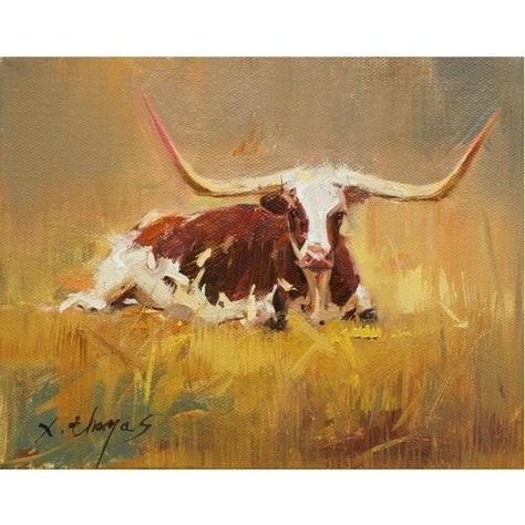 Daily Paintworks - "longhorn" - Original Fine Art for Sale - © Thomas Xie Cow Oil Painting, Texas Longhorn Cow, Art Thomas, Bull Art, Longhorn Cow, Texas Longhorn, Smart Art, Cow Art, Home Decorations