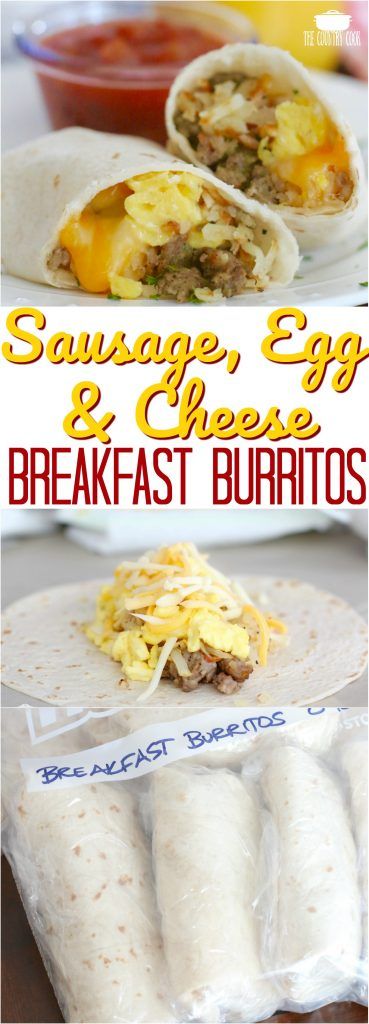 Breakfast Meats, Easy Breakfast Burritos, Freezer Breakfast Burritos, Breakfast Burritos Frozen, Burrito Recipe, Breakfast Burritos Recipe, Chopped Ham, Cheese Breakfast, Breakfast Burrito