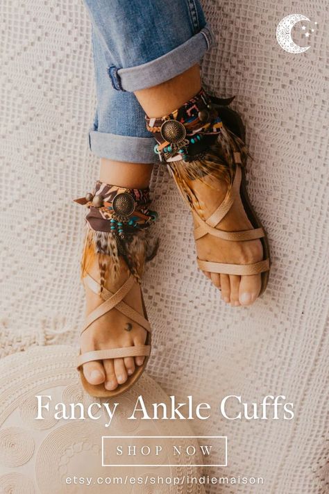 Elevate your ankles with our Fancy Ankle Cuffs! ✨ Add a touch of glamour to your footwear collection. 🛍️ Explore unique styles and make a statement with Indie Maison. #FancyAnkleCuffs #IndieMaison #GlamorousFootwear #UniqueStyle #FashionStatement #ShopNow #AnkleAccessories Boho Chic Boots, Ankle Accessories, Handmade Boot, Boot Cuffs, Footwear Collection, Ankle Cuffs, Unique Styles, Boho Chic Fashion, Jewelry Diy