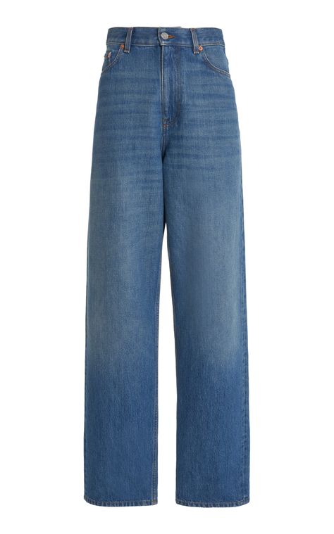 Tapered Denim Jeans by VALENTINO for Preorder on Moda Operandi Valentino Jeans, Dr Closet, Guilty Pleasures, Wearing Black, Moda Operandi, Valentino Garavani, Fashion Collection, Levi Jeans, Mom Jeans