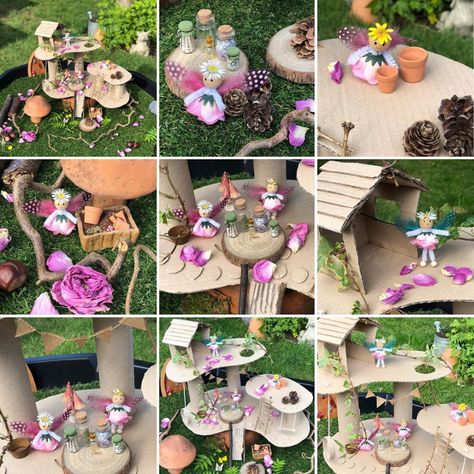 Our upcycled small world Fairy Tree house Tuff tray set up 🌸🎀☀️💖🌳🍄 Find out how we made our recycled cardboard tree house over on our blog. www.lottiemakes.blog It is lovely to see so many people be inspired by our treehouse. 💖@lottie_makes  #cosyclubideas hashtag on Instagram Fairy Tuff Tray, Cardboard Tree House, Cardboard Tree, Eyfs Ideas, Fairy Tale Activities, Recycle Cardboard Box, Crate Seats, Indigenous Education, Sand Tray