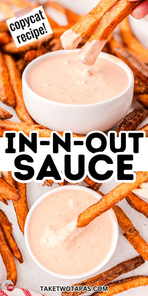 This Copycat In-N-Out Sauce recipe is just want you need to make your burgers and fries animal style! Animal Sauce Recipe, Copycat In And Out Sauce, In And Out Sauce Recipe, In And Out Sauce, Animal Style Sauce, In N Out Sauce, Sauce For Fries, In And Out Burger, Dipping Sauces For Chicken