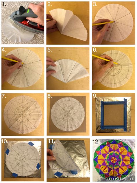 Hindu Pattern, Teaching Creativity, Diwali Art, August Art, Symmetrical Art, Radial Symmetry, Aluminum Foil Art, 8th Grade Art, Art Lessons Middle School