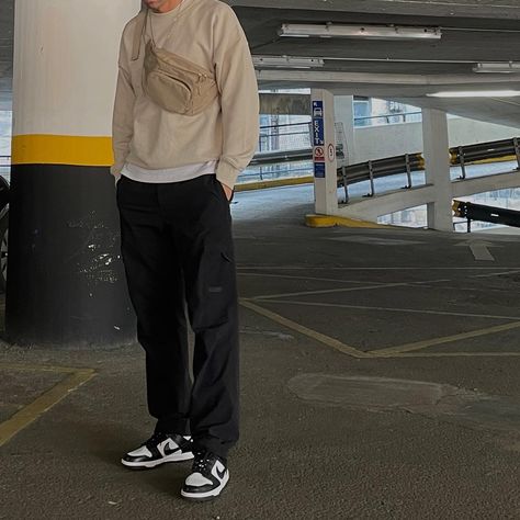 Nike Sb Janoski Outfit Men, Men Nike Dunk Low Outfit, Outfits With Panda Dunks Men, Black And White Nikes Outfit, Nike Sb Janoski Outfit, Dunks Panda Outfit, Cute Sunday Outfits Casual, Nike Shoes Men Outfit, Nike Dunk Fits