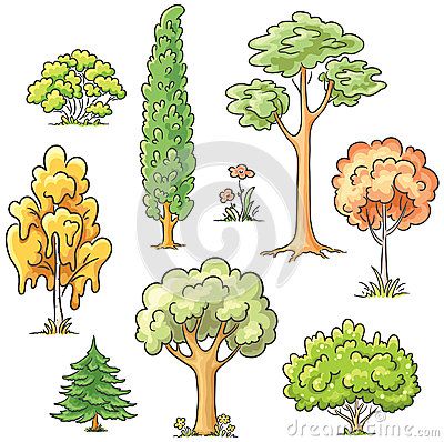 Vegetation Drawing, Trees Clipart, Tree Doodle, Cartoon Trees, Graphisches Design, Tree Images, Autumn Tree, Drawings For Kids, Simple Cartoon