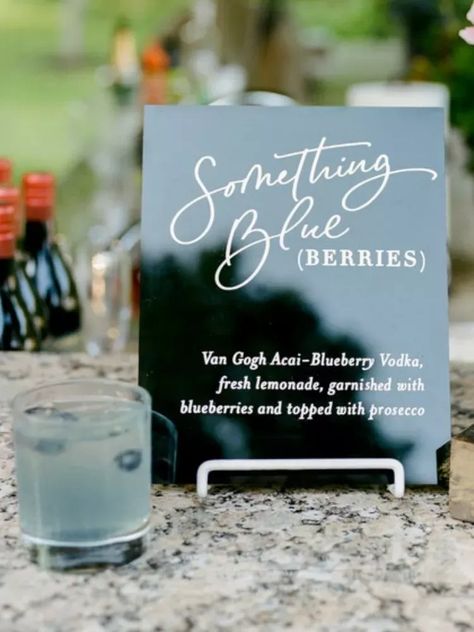 Winter Wedding Drinks Signature Cocktail, Something Blue Brunch, Winter Wedding Drinks, Something Blue Wedding Ideas, Cocktail Engagement Party, Bridal Shower Drinks, Blue Wedding Ideas, Signature Cocktails Wedding, Wedding Signature Drinks