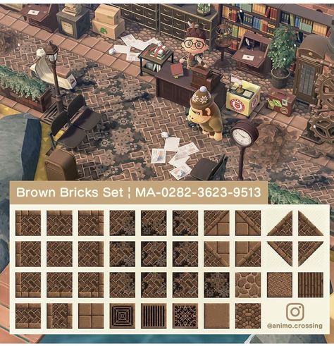 Steampunk Patterns, Motif Acnl, Steampunk Animals, Acnh Cottagecore, Abandoned City, Brick Path, Video Game Decor, Brick Paving, Brown Brick