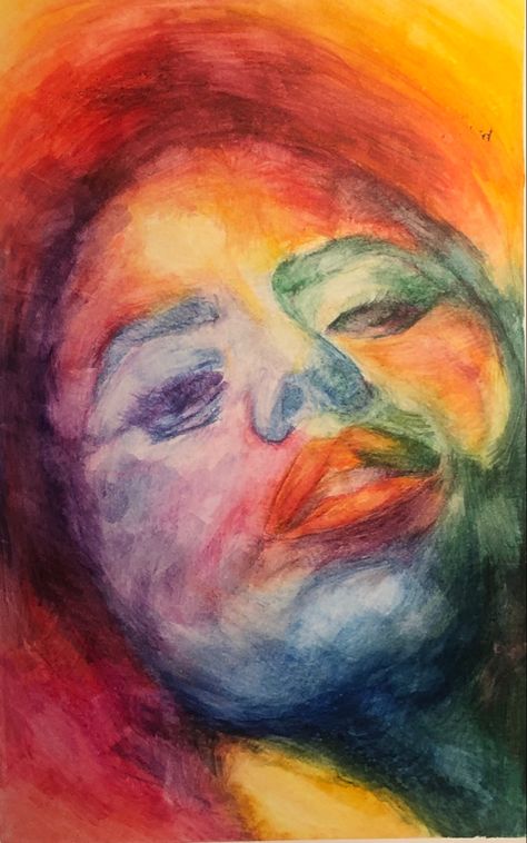 Rainbow watercolour painting of woman Rainbow Paintings, Painting Of Woman, Painting Mood, Watercolor Face, Watercolour Ideas, Watercolor Woman, Rainbow Face, Rainbow Watercolor, Rainbow Painting